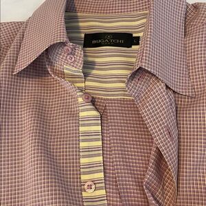 Bugatchi Checkered Shirt with Yellow Accents